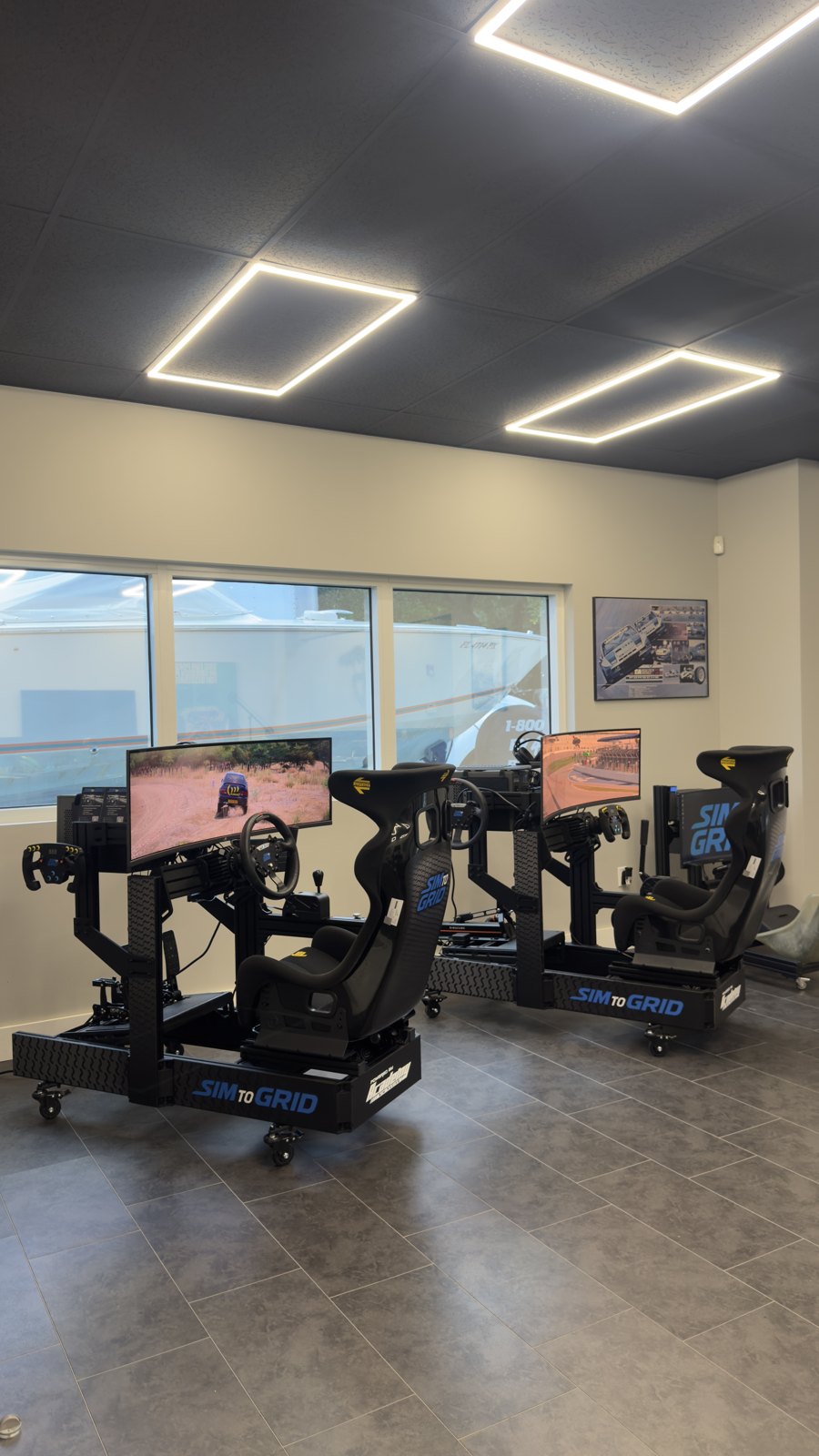 Sim to Grid racing simulator rigs with triple screens